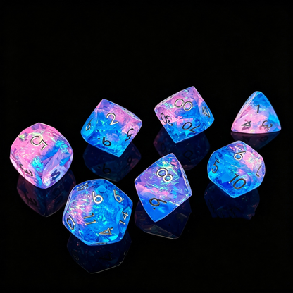 Polygon Dice Set Gemstone Appearance Liquid Resin DND Dungeons & Dragons COC TTRPG D6
