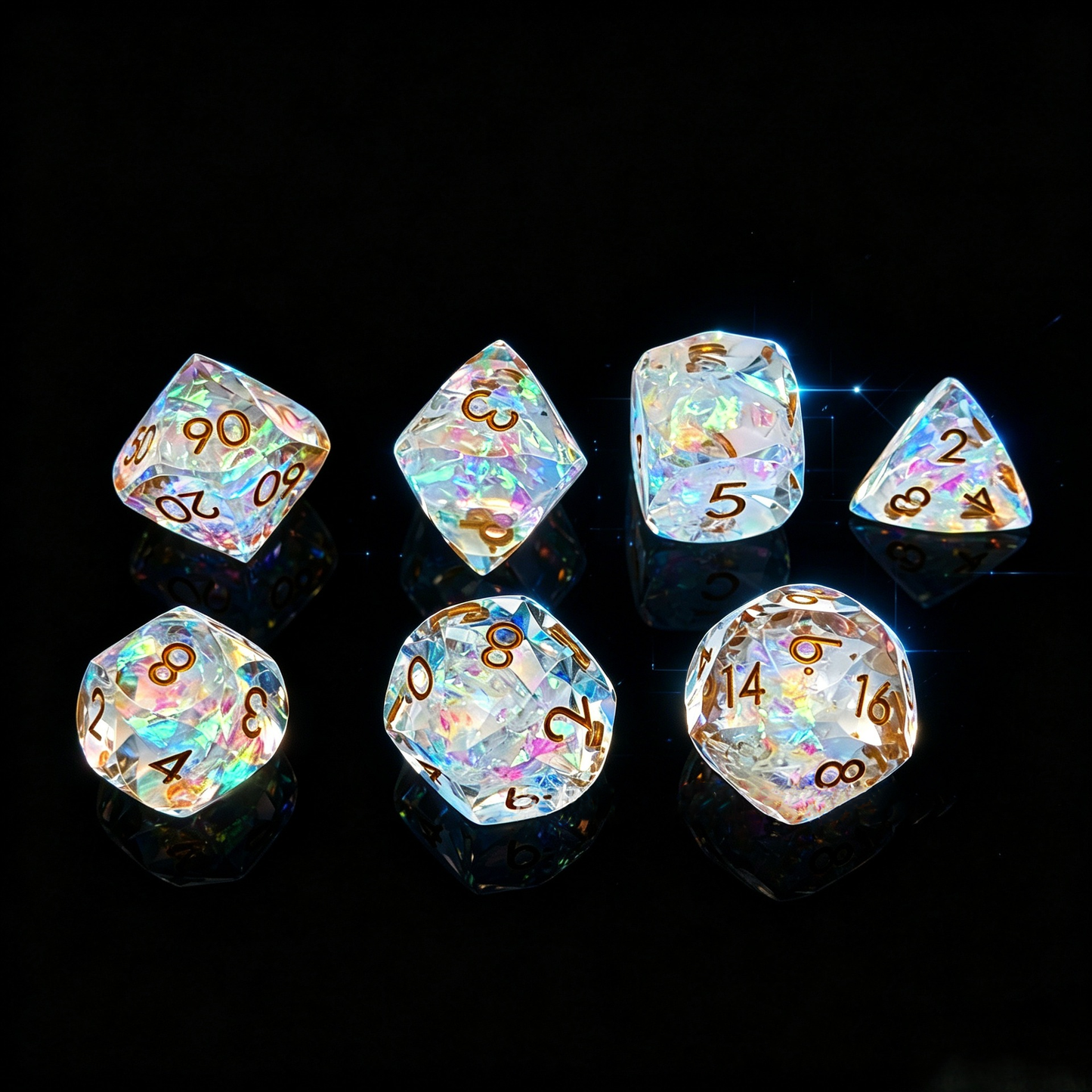 Polygon Dice Set Gemstone Appearance Liquid Resin DND Dungeons & Dragons COC TTRPG D6