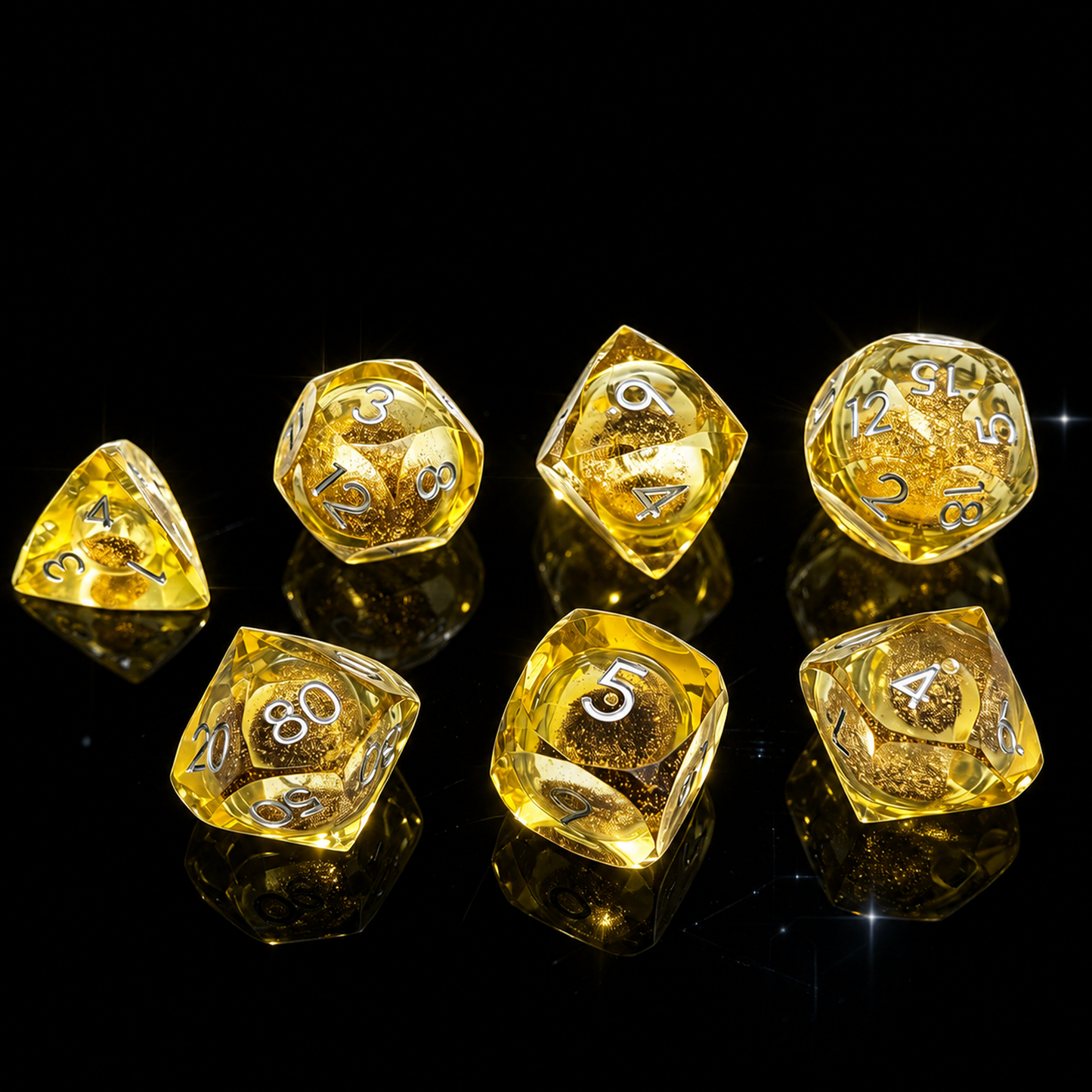 Polygon Dice Set Gemstone Appearance Liquid Resin DND Dungeons & Dragons COC TTRPG D6