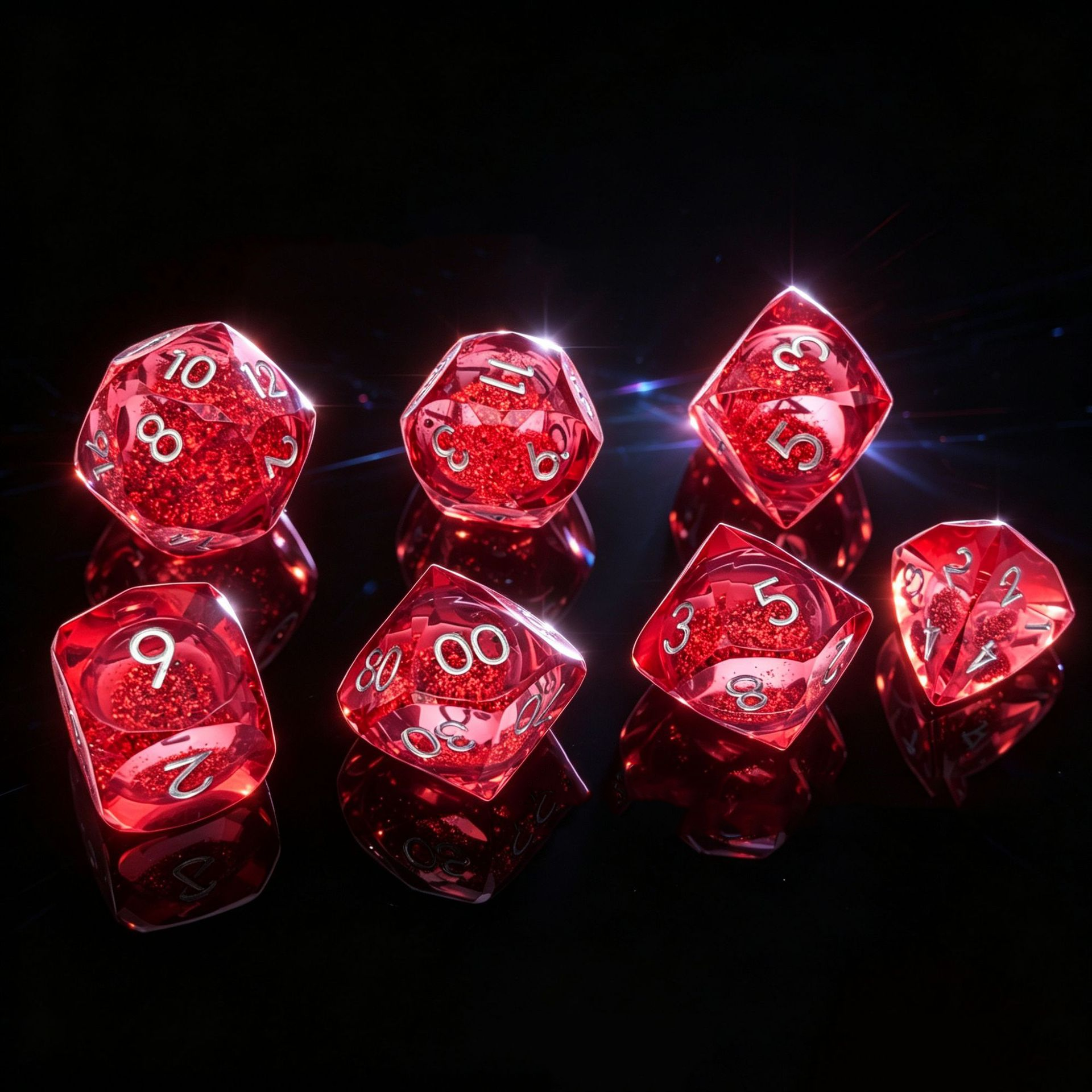 Polygon Dice Set Gemstone Appearance Liquid Resin DND Dungeons &amp; Dragons COC TTRPG D6