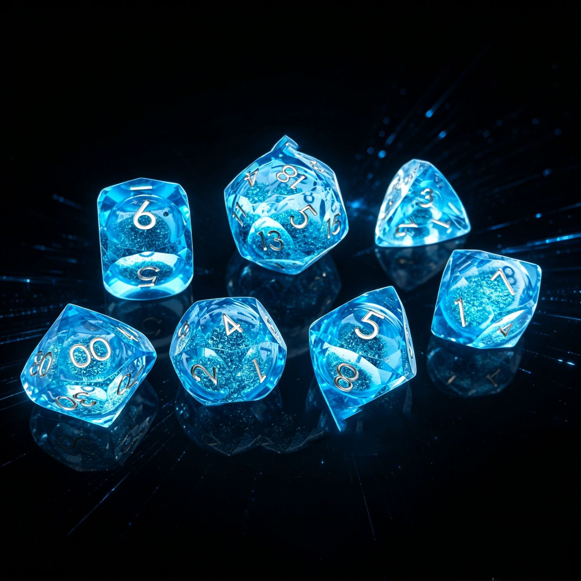 Polygon Dice Set Gemstone Appearance Liquid Resin DND Dungeons &amp; Dragons COC TTRPG D6