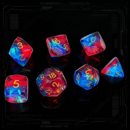 Polygon Dice Set Gemstone Appearance Liquid Resin DND Dungeons & Dragons COC TTRPG D6