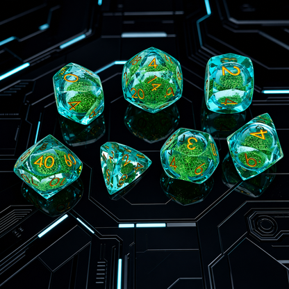 Polygon Dice Set Gemstone Appearance Liquid Resin DND Dungeons & Dragons COC TTRPG D6