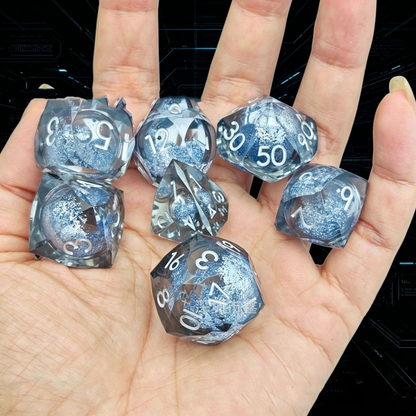 Polygon Dice Set Gemstone Appearance Liquid Resin DND Dungeons & Dragons COC TTRPG D6